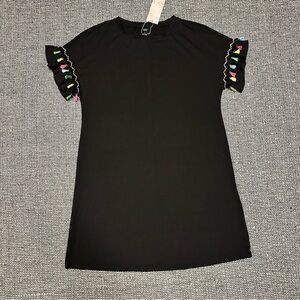 🆕 Emily Rose Black Dress with Vibrant Ruffle Accents